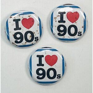 Lot 3 I Heart Love 90s 1990s 1" Buttons PINBACKS Lapel Hat Pins *Read/Flaws*